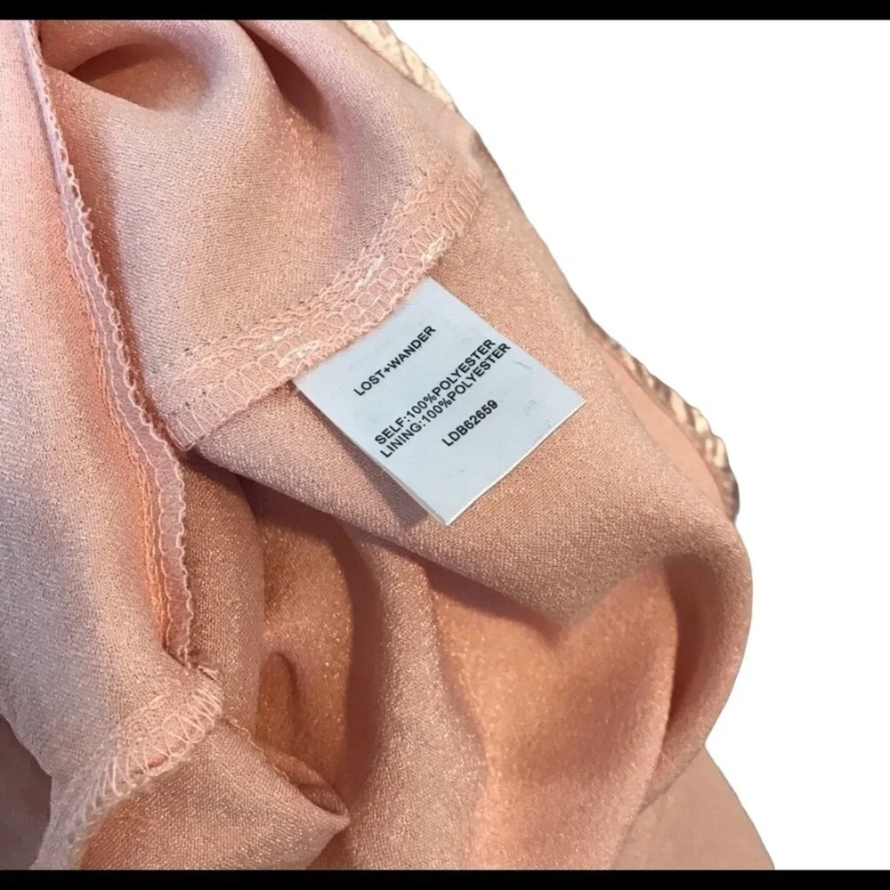 Anthropologie Lost Wander Pink Satin Wrap Ruffle Mini Fairycore Graduation Dress - Picture 10 of 11